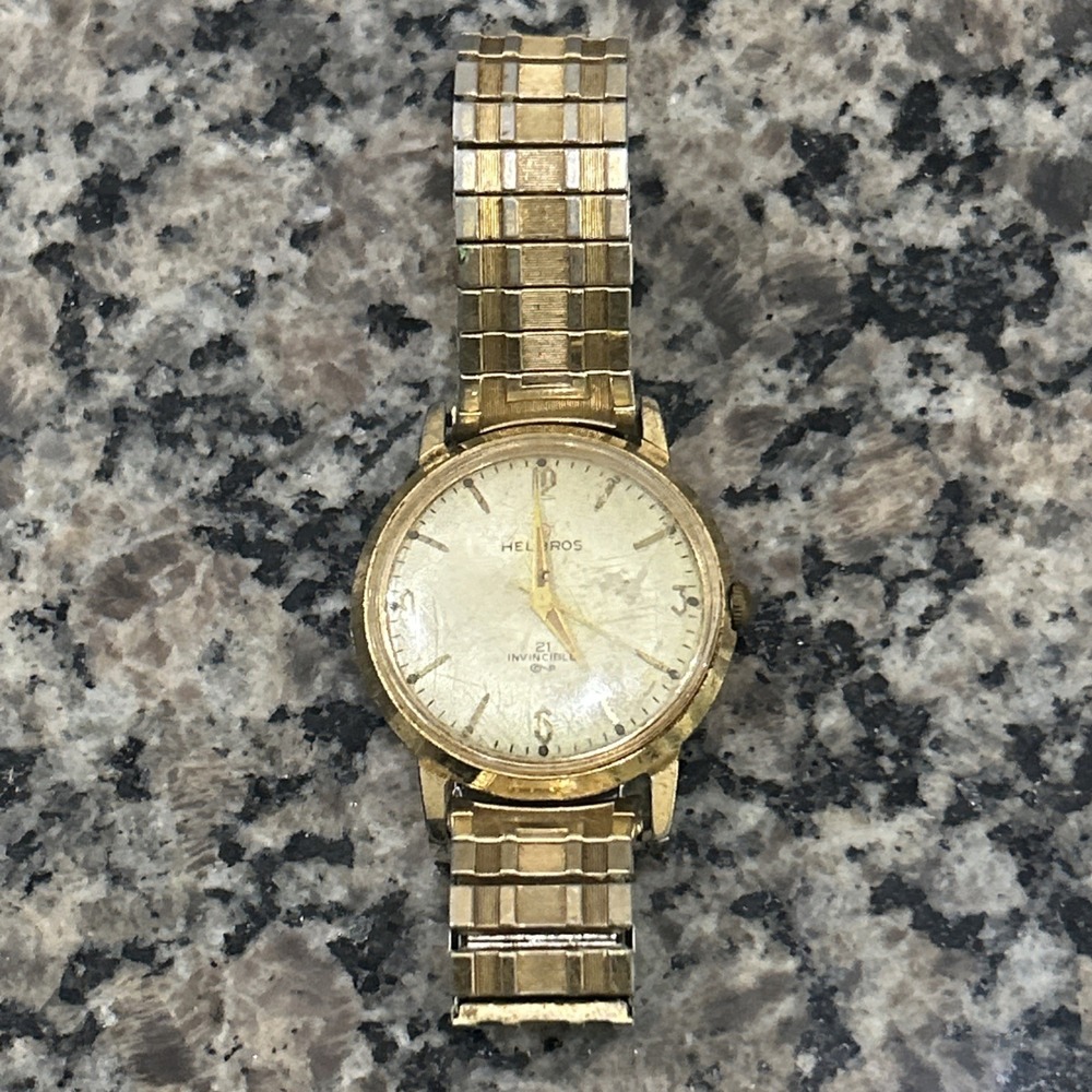 Vintage Helbros 21 Invincible Mechanical Mens Watch Water resistant Untested